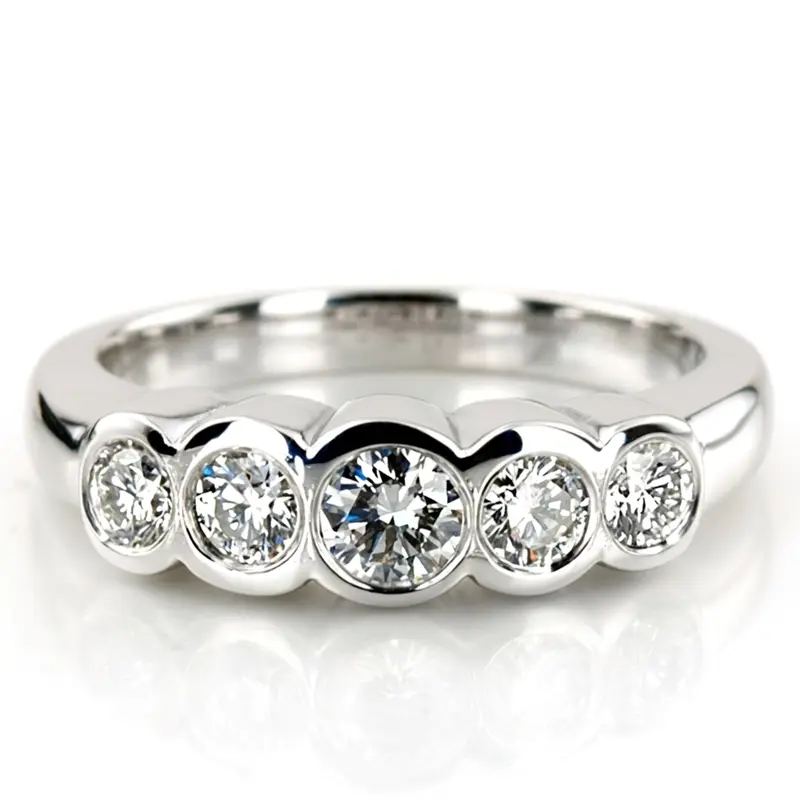 14K white gold Sculpted Bezel Premium Five-Stone Diamond Band (3/4 ct. tw.) - main view