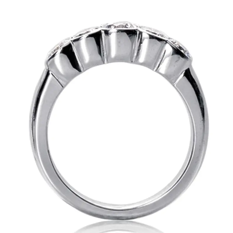 14K white gold Sculpted Bezel Premium Five-Stone Diamond Band (3/4 ct. tw.) - alternate view 4