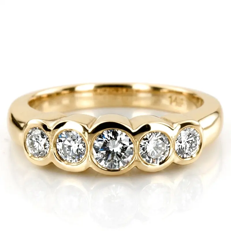 14K white gold Sculpted Bezel Premium Five-Stone Diamond Band (3/4 ct. tw.) - alternate view 2