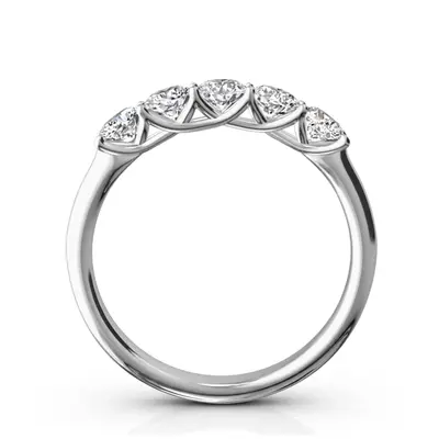 14K white gold Low Set Trellis Setting 5-Stone Round Shank Anniversary Ring (3/4 ct. tw.) - alternate view 3 thumbnail