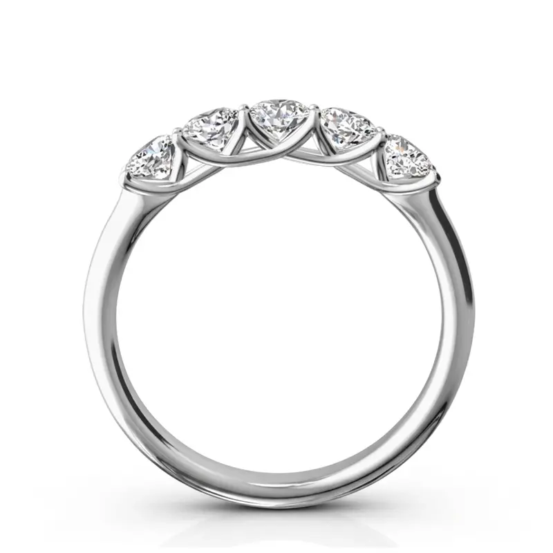 14K white gold Low Set Trellis Setting 5-Stone Round Shank Anniversary Ring (3/4 ct. tw.) - alternate view 3
