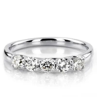 Low Set Trellis Setting 5-Stone Round Shank Anniversary Ring (3/4 ct. tw.) alternate view
