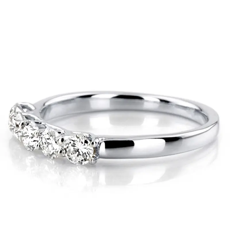 14K white gold Low Set Trellis Setting 5-Stone Round Shank Anniversary Ring (3/4 ct. tw.) - alternate view 4