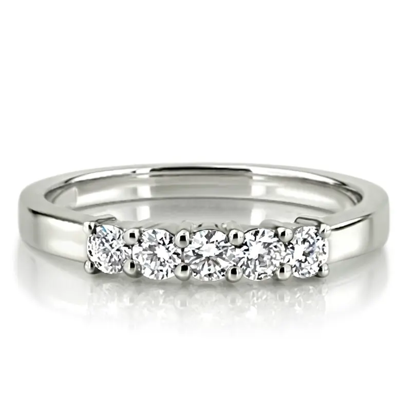 14K white gold 5 Stone Low Set Shared Closed Basket Diamond Anniversary Ring (0.35 ct. tw.) - main view