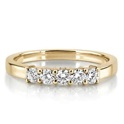 5 Stone Low Set Shared Closed Basket Diamond Anniversary Ring (0.35 ct. tw.) alternate view