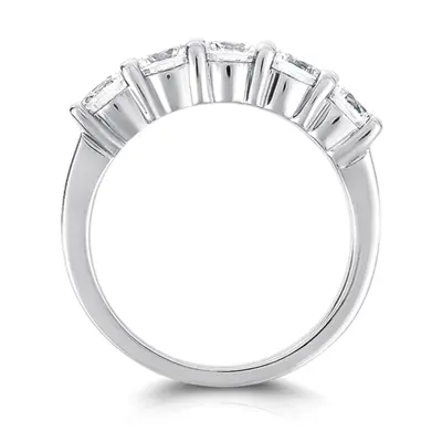 14K white gold 5 Stone Low Set Shared Closed Basket Diamond Anniversary Ring (0.35 ct. tw.) - alternate view 4 thumbnail