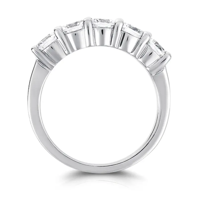 14K white gold 5 Stone Low Set Shared Closed Basket Diamond Anniversary Ring (0.35 ct. tw.) - alternate view 4