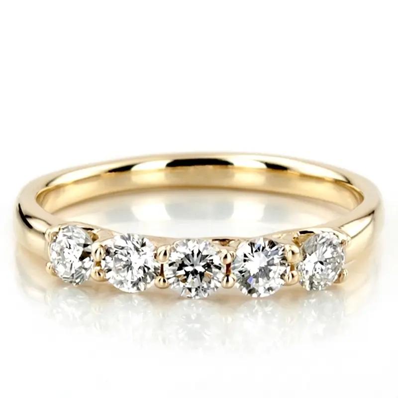 14K white gold Low Set Trellis Setting 5-Stone Round Shank Anniversary Ring (3/4 ct. tw.) - alternate view 7