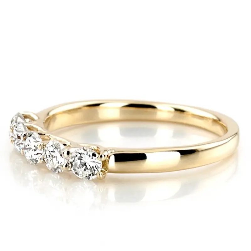 14K white gold Low Set Trellis Setting 5-Stone Round Shank Anniversary Ring (3/4 ct. tw.) - alternate view 6