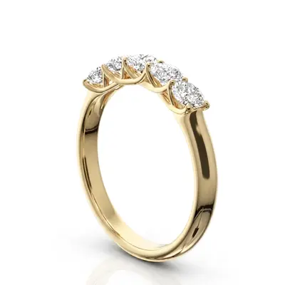 14K white gold Low Set Trellis Setting 5-Stone Round Shank Anniversary Ring (3/4 ct. tw.) - alternate view 5 thumbnail