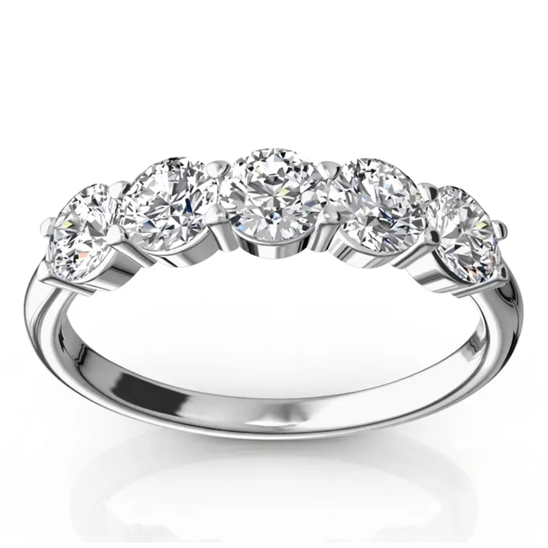 14K white gold Classic 5 stone Closed Basket Anniversary Band (1.00ct. tw) - main view