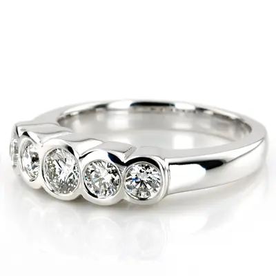 14K white gold Sculpted Bezel Premium Five-Stone Diamond Band (3/4 ct. tw.) - alternate view 3 thumbnail