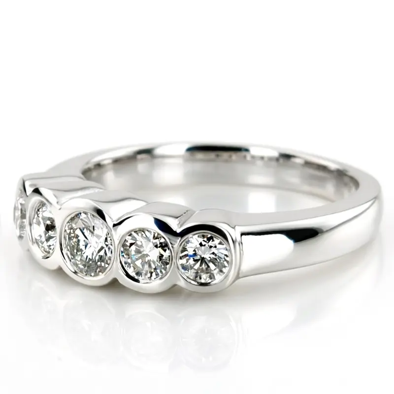14K white gold Sculpted Bezel Premium Five-Stone Diamond Band (3/4 ct. tw.) - alternate view 3