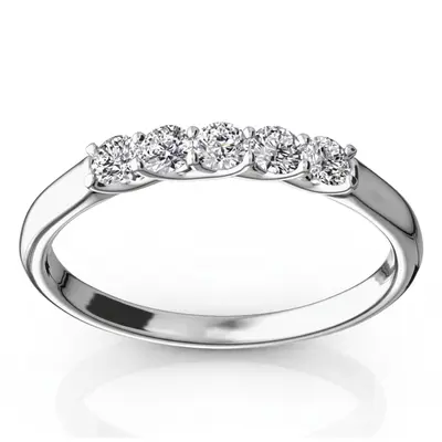 14K white gold Low Set Trellis Setting 5-Stone Round Shank Anniversary Ring (1/4 ct. tw.) - alternate view 6 thumbnail