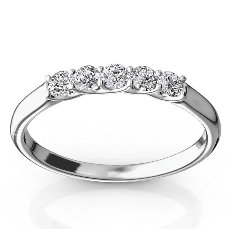 14K white gold Low Set Trellis Setting 5-Stone Round Shank Anniversary Ring (1/4 ct. tw.) - alternate view 6