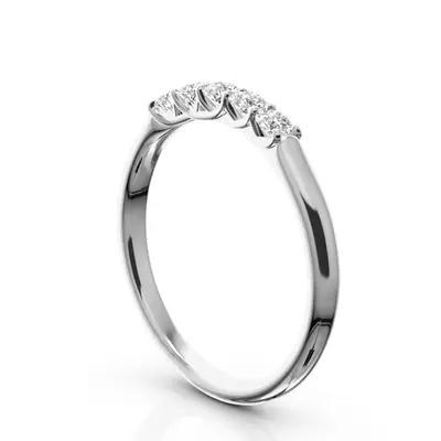 14K white gold Low Set Trellis Setting 5-Stone Round Shank Anniversary Ring (1/4 ct. tw.) - main view thumbnail