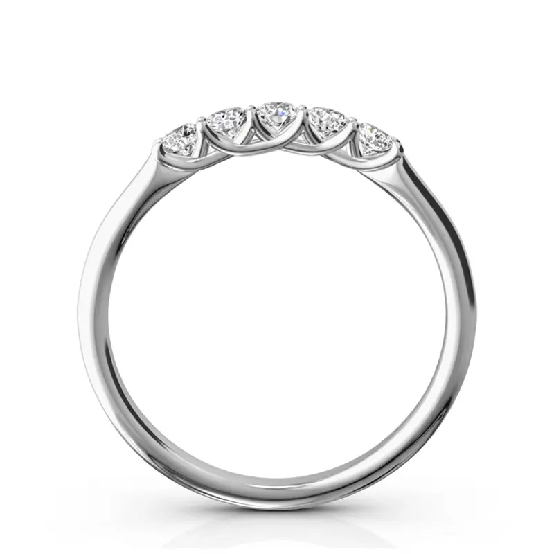 14K white gold Low Set Trellis Setting 5-Stone Round Shank Anniversary Ring (1/4 ct. tw.) - alternate view 5