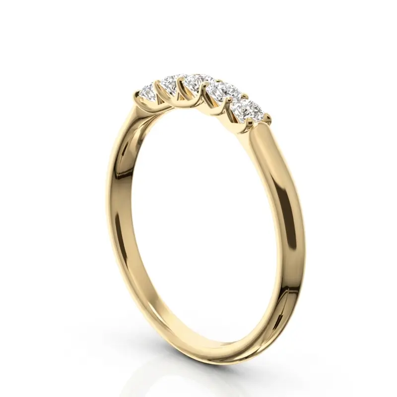 14K white gold Low Set Trellis Setting 5-Stone Round Shank Anniversary Ring (1/4 ct. tw.) - alternate view 3