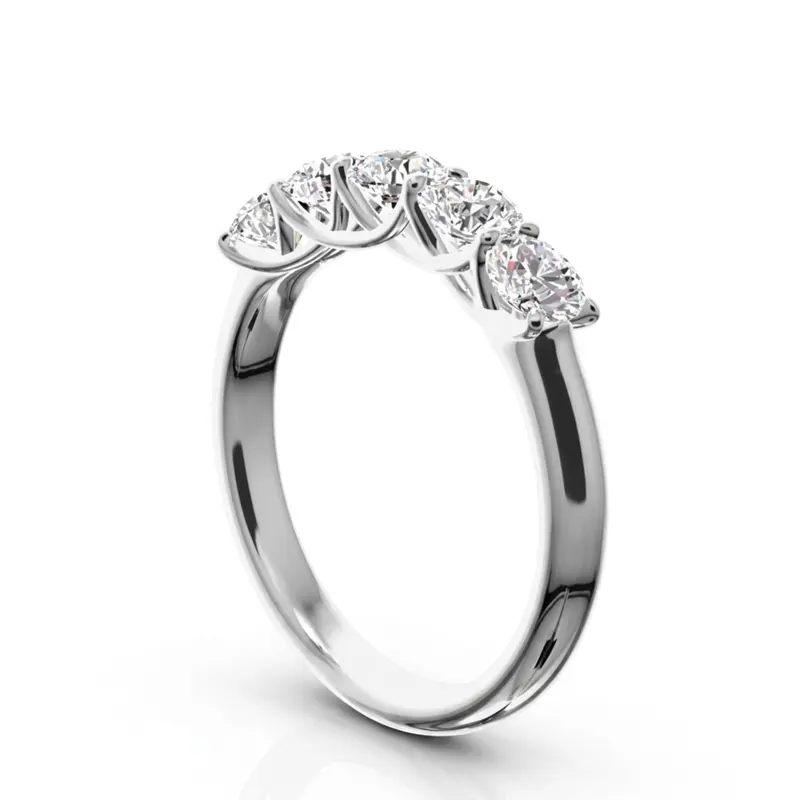 14K white gold Low Set Trellis Five Stone Round Diamond Anniversary Ring (1 ct. tw.) - alternate view 3