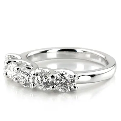 14K white gold Low Set Trellis Setting 5-Stone Round Shank Anniversary Ring (1 1/4 ct. tw.) - alternate view 6 thumbnail