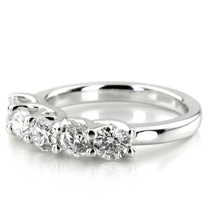 14K white gold Low Set Trellis Setting 5-Stone Round Shank Anniversary Ring (1 1/4 ct. tw.) - alternate view 6