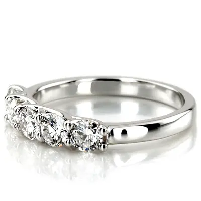 14K white gold Low Set Trellis Five Stone Round Diamond Anniversary Ring (1 ct. tw.) - alternate view 4 thumbnail