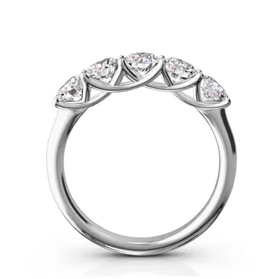 14K white gold Low Set Trellis Setting 5-Stone Round Shank Anniversary Ring (1 1/4 ct. tw.) - alternate view 3 thumbnail