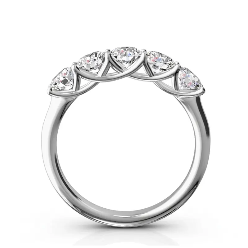 14K white gold Low Set Trellis Setting 5-Stone Round Shank Anniversary Ring (1 1/4 ct. tw.) - alternate view 3