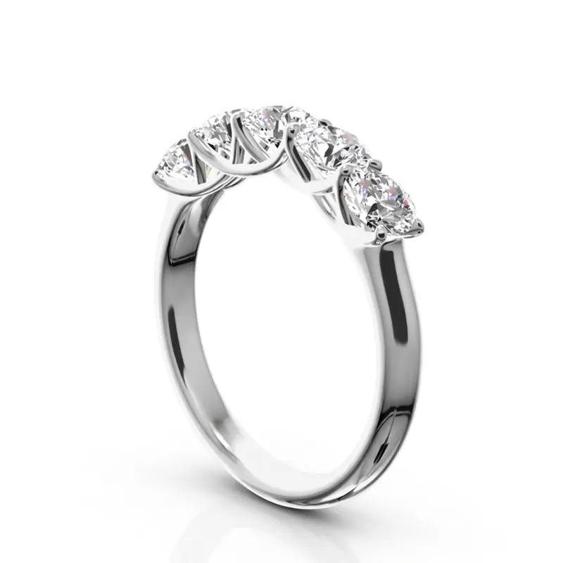 14K white gold Low Set Trellis Setting 5-Stone Round Shank Anniversary Ring (1 1/4 ct. tw.) - alternate view 5