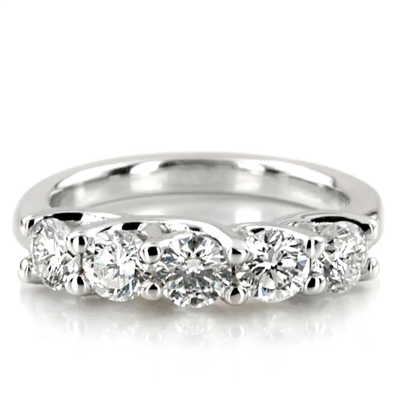 14K white gold Low Set Trellis Setting 5-Stone Round Shank Anniversary Ring (1 1/4 ct. tw.) - main view