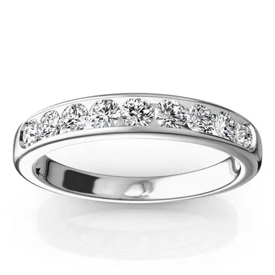 14K white gold Brilliant Round 9 Stone Channel Set Diamond Anniversary Ring (1/2 ct. tw.) - main view thumbnail