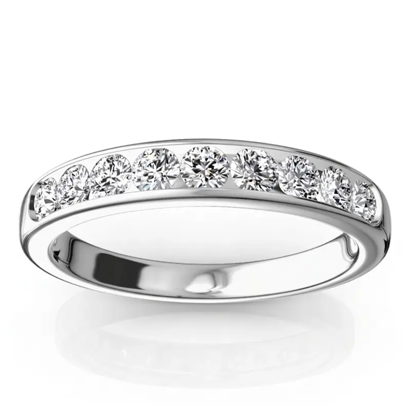 14K white gold Brilliant Round 9 Stone Channel Set Diamond Anniversary Ring (1/2 ct. tw.) - main view