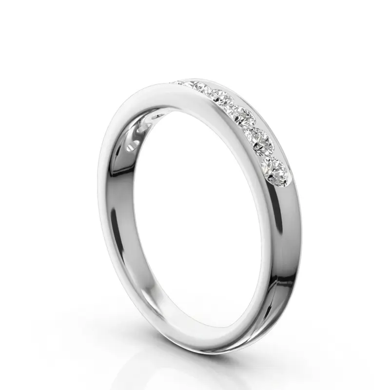 14K white gold Brilliant Round 9 Stone Channel Set Diamond Anniversary Ring (1/2 ct. tw.) - alternate view 3