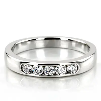 14K white gold Brilliant Round 5 Stone Channel Set Woman Diamond Ring (1/4 ct. tw.) - main view thumbnail