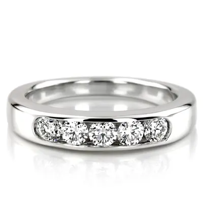 14K white gold Brilliant Round 5 Stone Channel Set Woman Diamond Ring (3/4 ct. tw.) - alternate view 2 thumbnail