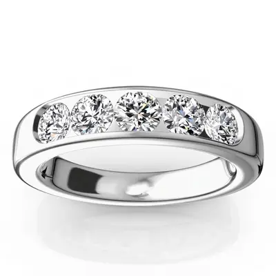 14K white gold Brilliant Round 5 Stone Channel Set Woman Diamond Ring (1 ct. tw.) - alternate view 4 thumbnail