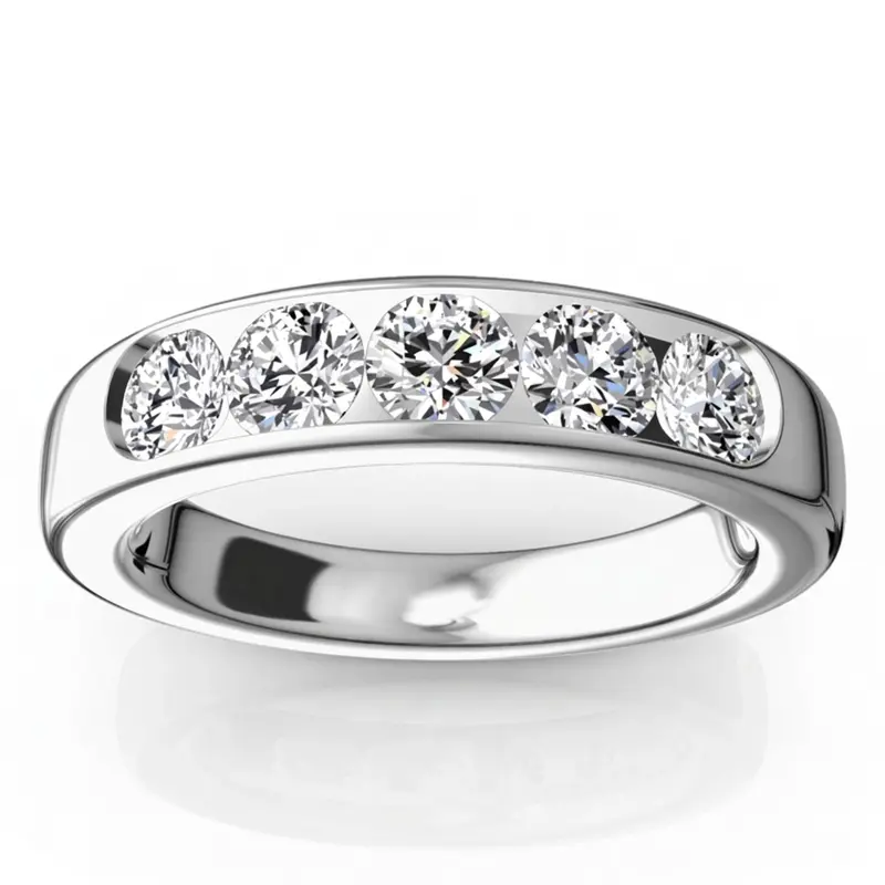 14K white gold Brilliant Round 5 Stone Channel Set Woman Diamond Ring (1 ct. tw.) - alternate view 4