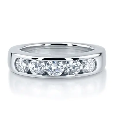 14K white gold Brilliant Round 5 Stone Channel Set Woman Diamond Ring (1 1/4 ct. tw.) - alternate view 2 thumbnail