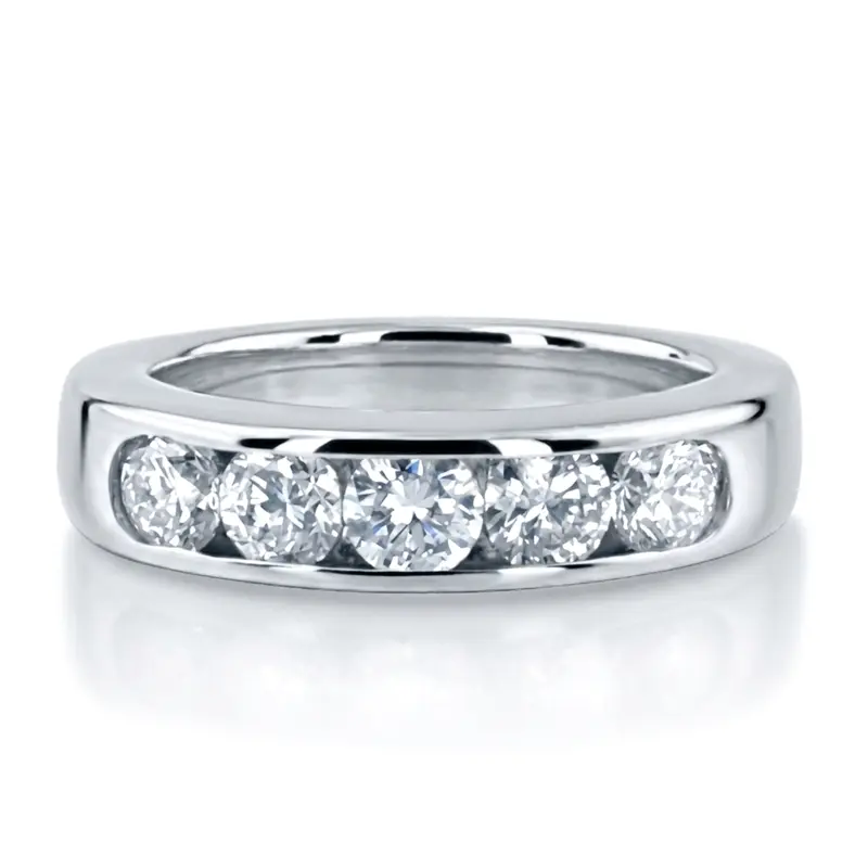 14K white gold Brilliant Round 5 Stone Channel Set Woman Diamond Ring (1 1/4 ct. tw.) - alternate view 2