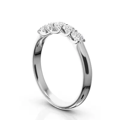 14K white gold Low Set Trellis Setting 5-Stone Round Shank Anniversary Ring (1/2 ct. tw.) - alternate view 4 thumbnail
