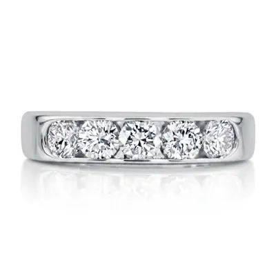 14K white gold Brilliant Round 5 Stone Channel Set Woman Diamond Ring (1 ct. tw.) - alternate view 2 thumbnail