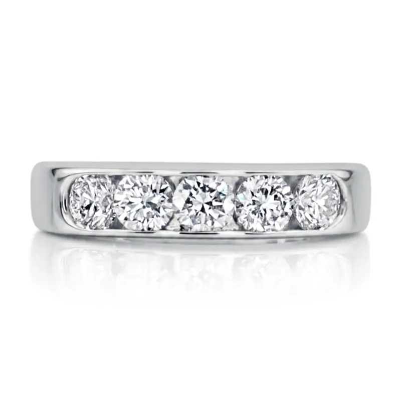 14K white gold Brilliant Round 5 Stone Channel Set Woman Diamond Ring (1 ct. tw.) - alternate view 2