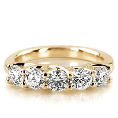 14K white gold Low Set Trellis Setting 5-Stone Round Shank Anniversary Ring (1 1/4 ct. tw.) - alternate view 2 thumbnail