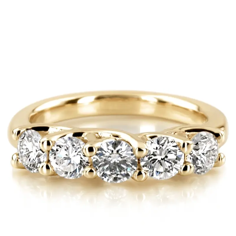 14K white gold Low Set Trellis Setting 5-Stone Round Shank Anniversary Ring (1 1/4 ct. tw.) - alternate view 2