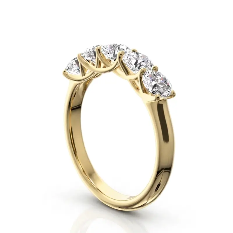 14K white gold Low Set Trellis Setting 5-Stone Round Shank Anniversary Ring (1 1/4 ct. tw.) - alternate view 4
