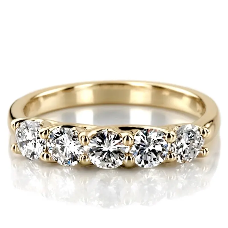 14K white gold Low Set Trellis Five Stone Round Diamond Anniversary Ring (1 ct. tw.) - alternate view 2