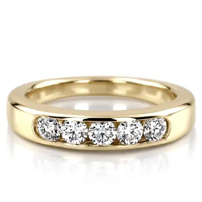 14K white gold Brilliant Round 5 Stone Channel Set Woman Diamond Ring (3/4 ct. tw.) - main view thumbnail