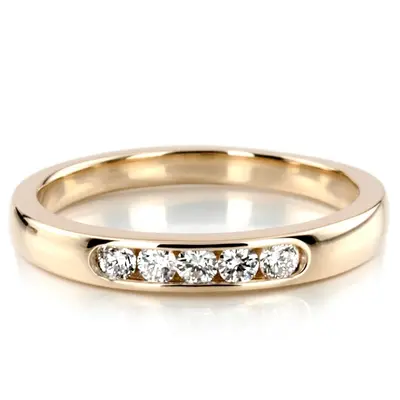 14K white gold Brilliant Round 5 Stone Channel Set Woman Diamond Ring (1/4 ct. tw.) - alternate view 2 thumbnail