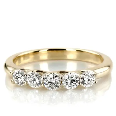 14K white gold Low Set Trellis Setting 5-Stone Round Shank Anniversary Ring (1/2 ct. tw.) - alternate view 2 thumbnail