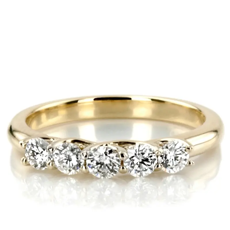 14K white gold Low Set Trellis Setting 5-Stone Round Shank Anniversary Ring (1/2 ct. tw.) - alternate view 2